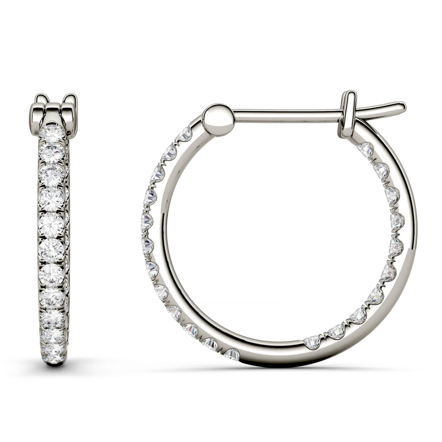 0.44 CTW DEW Round Forever One Moissanite Hoop Earrings in 14K White Gold