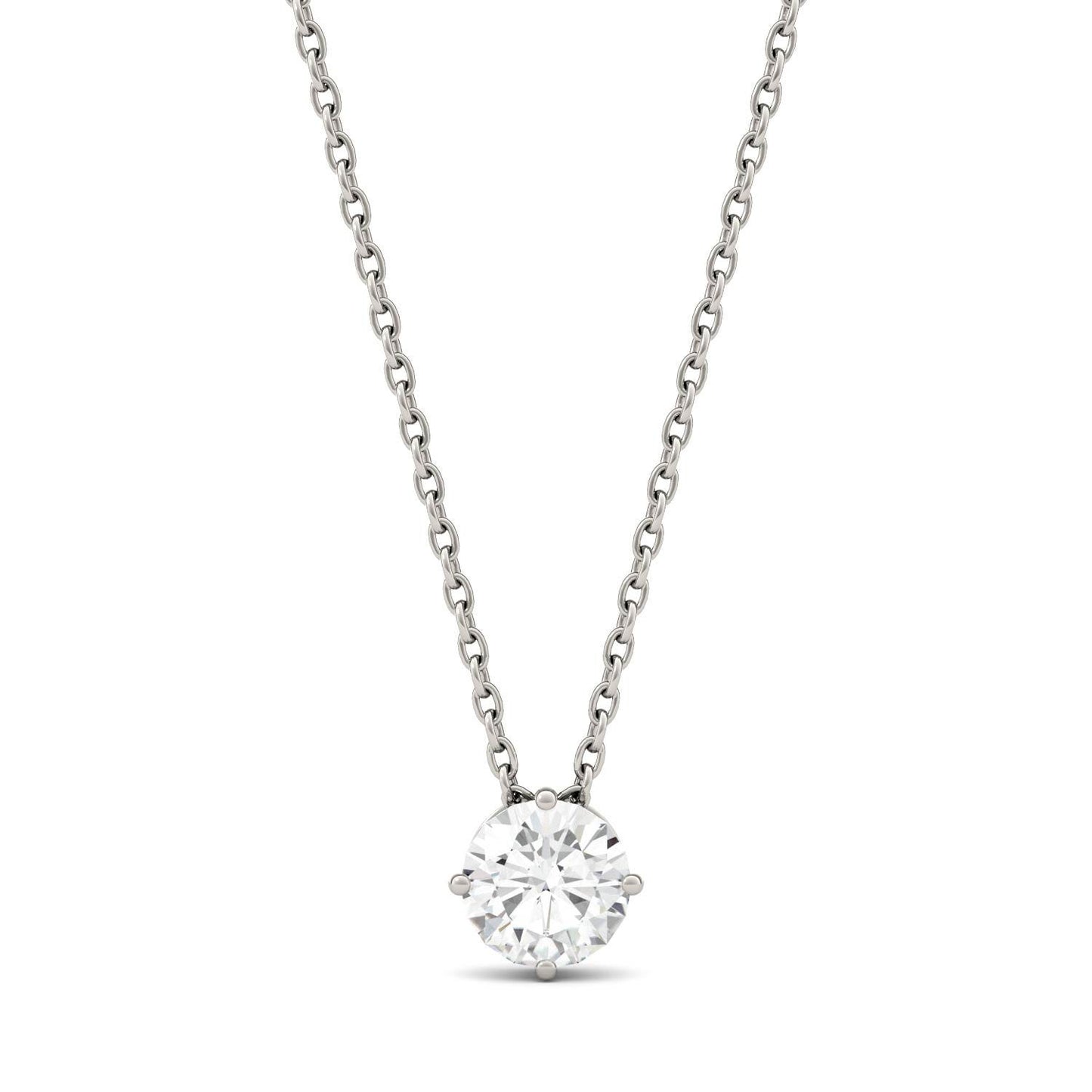 0.50 CTW DEW Round Forever One Moissanite Solitaire Pendant in 14K White Gold