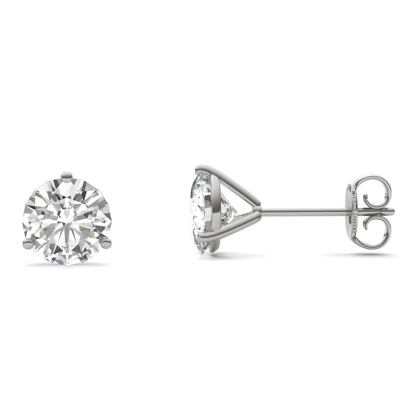 1.61 CTW DEW Round Forever One Moissanite Three Prong Martini Stud Earrings in Platinum