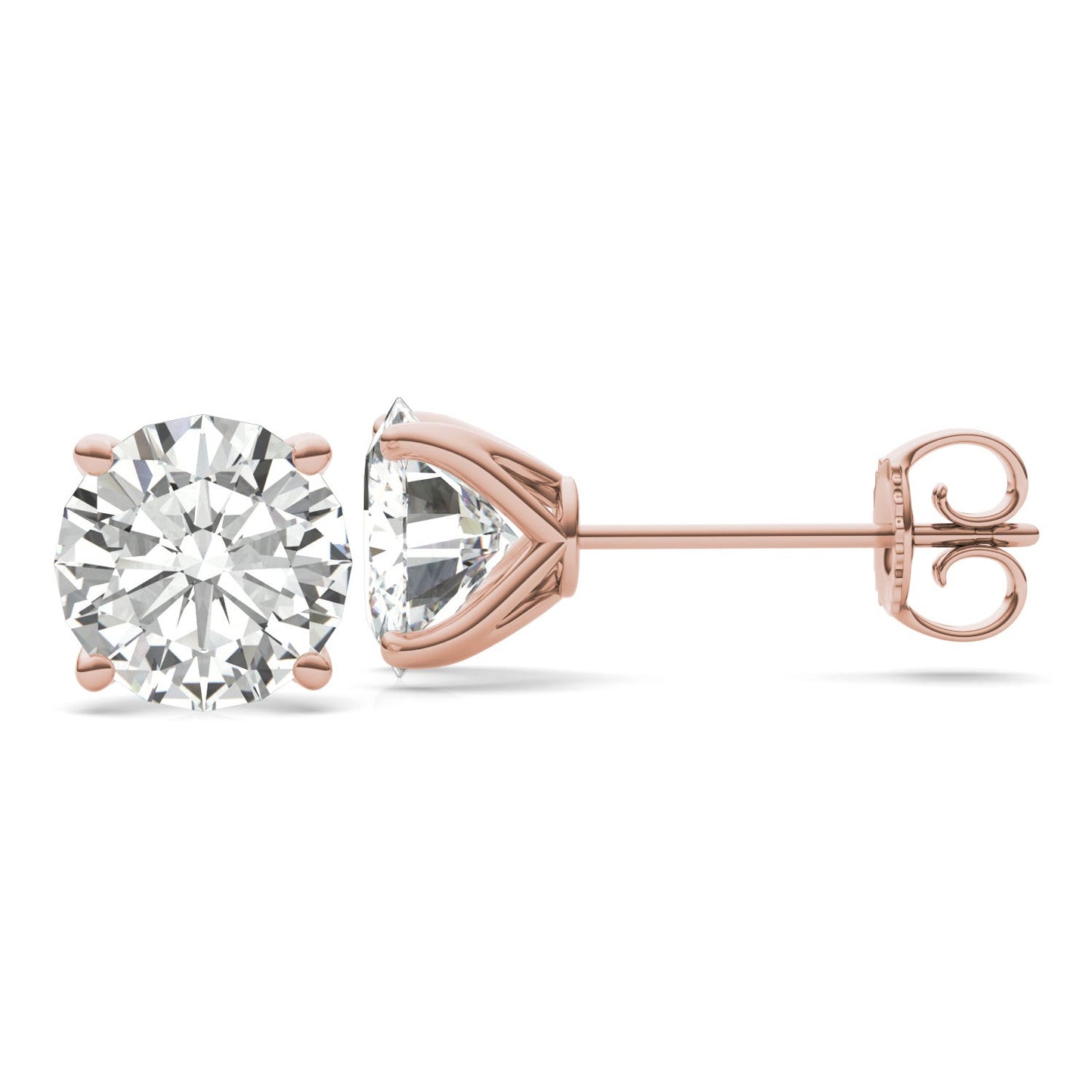 5.40 CTW DEW Round Forever One Moissanite Four Prong Martini Stud Earrings in 14K Rose Gold