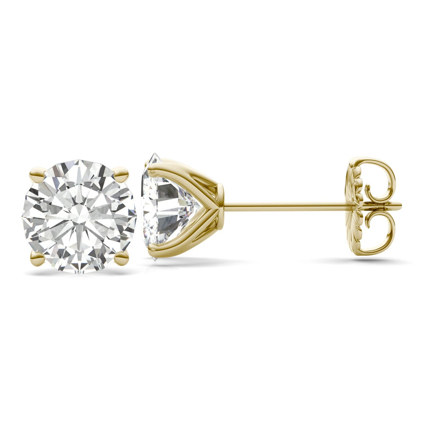 5.40 CTW DEW Round Forever One Moissanite Four Prong Martini Solitaire Stud Earrings in 14K Yellow Gold
