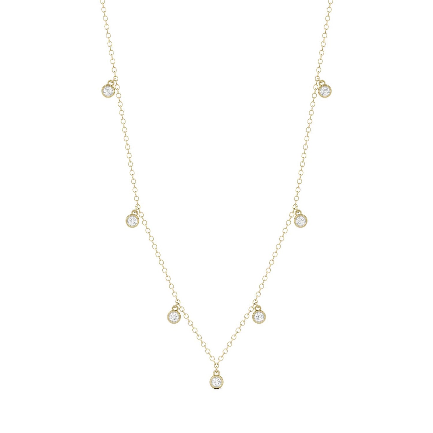 0.16 CTW DEW Round Forever One Moissanite Necklace in 14K Yellow Gold
