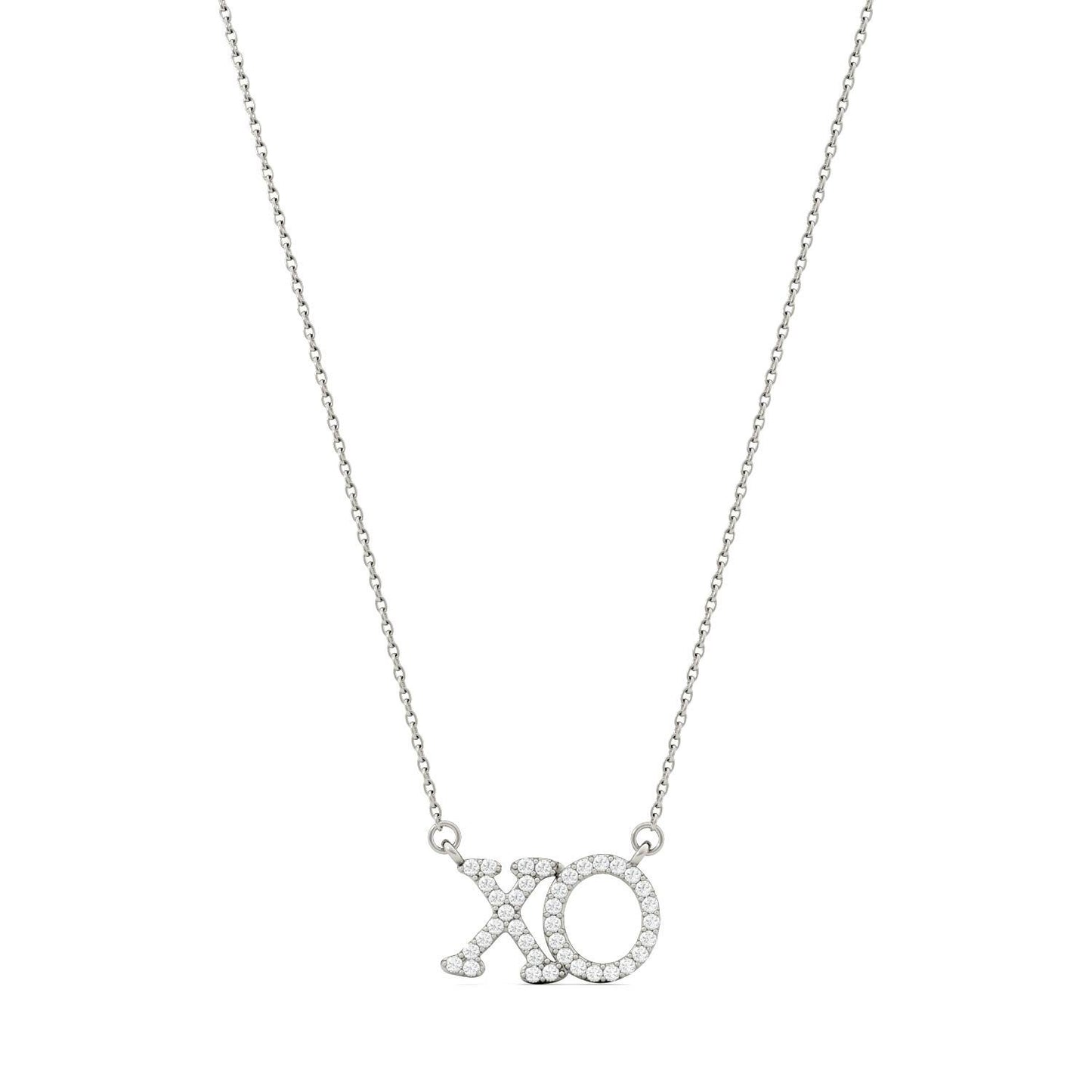 0.19 CTW DEW Round Forever One Moissanite XO Hugs and Kisses Necklace in 14K White Gold
