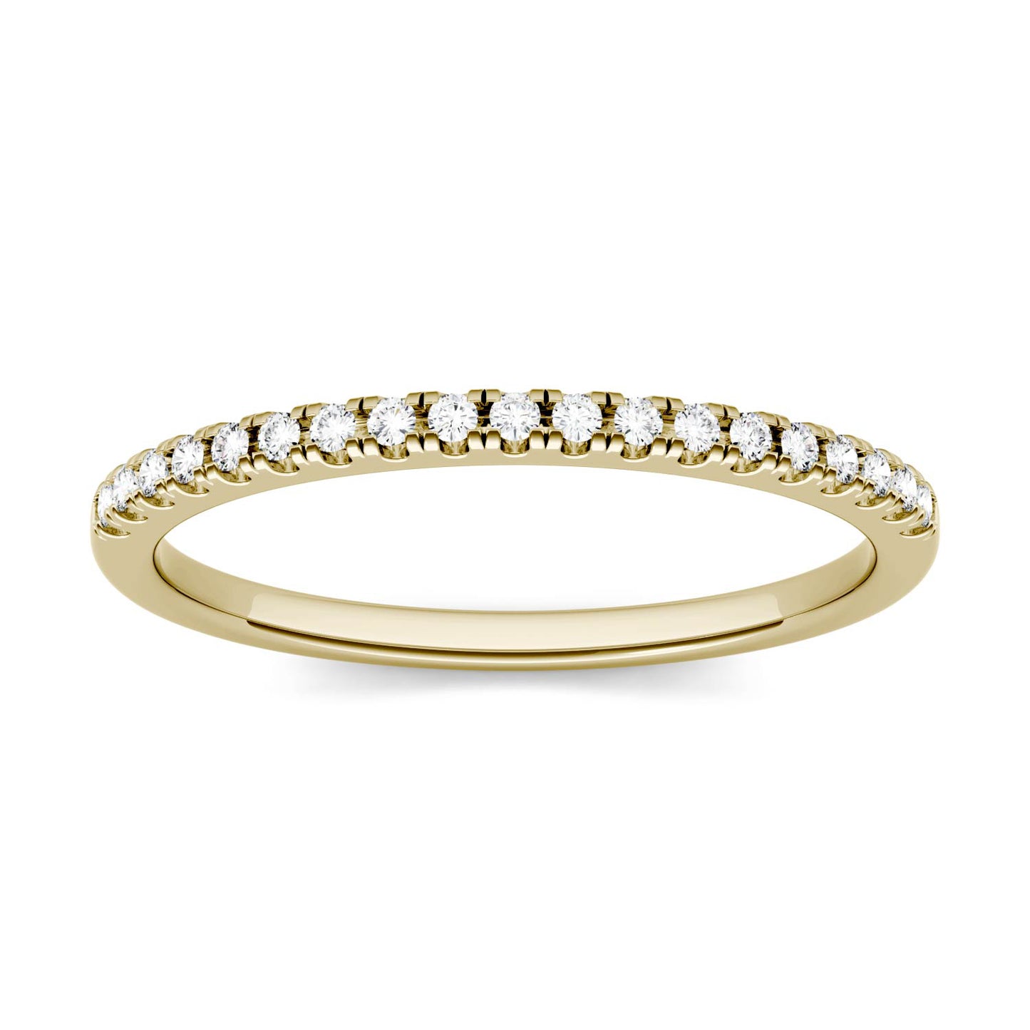 0.13 CTW DEW Round Forever One Moissanite Prong Set Band in 14K Yellow Gold