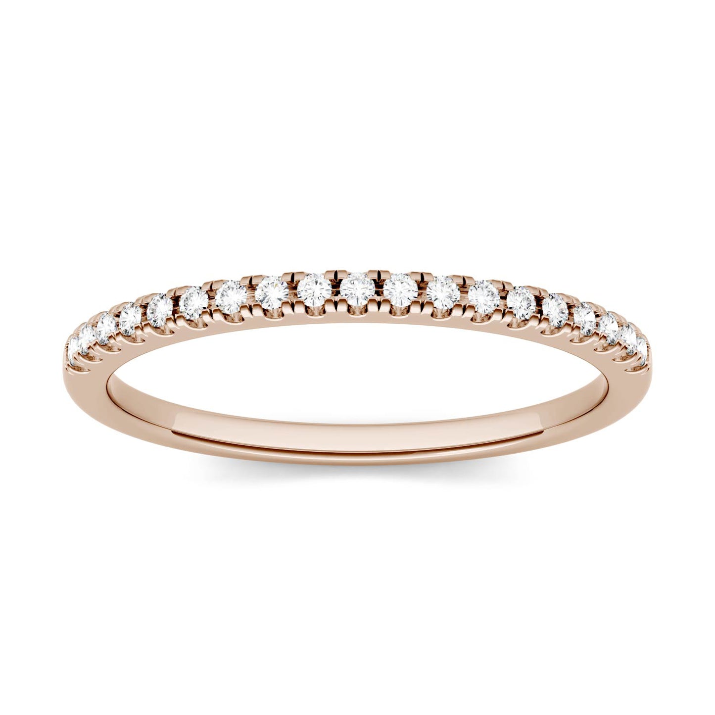 0.13 CTW DEW Round Forever One Moissanite Prong Set Band in 14K Rose Gold