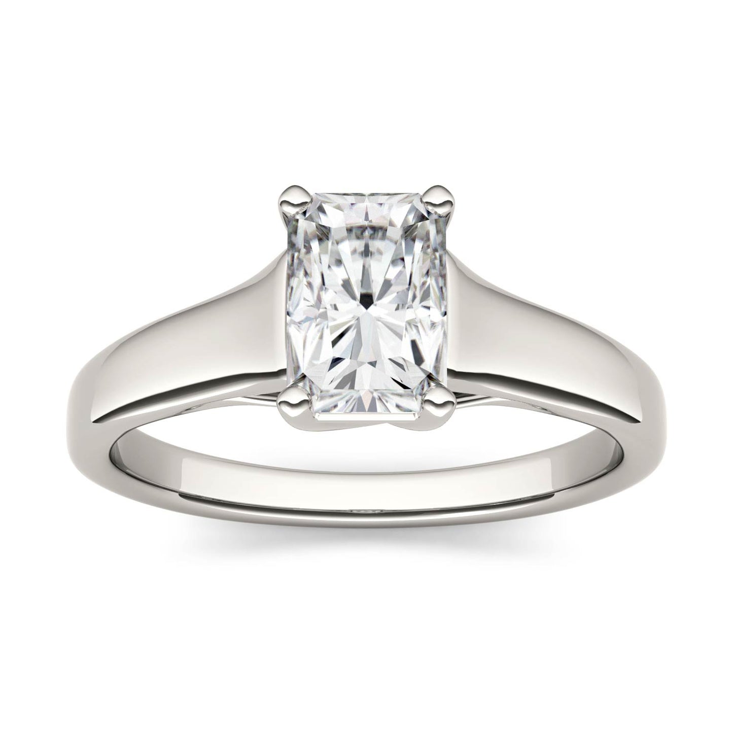 1.20 CTW DEW Radiant Forever One Moissanite Solitaire Engagement Ring in 14K White Gold