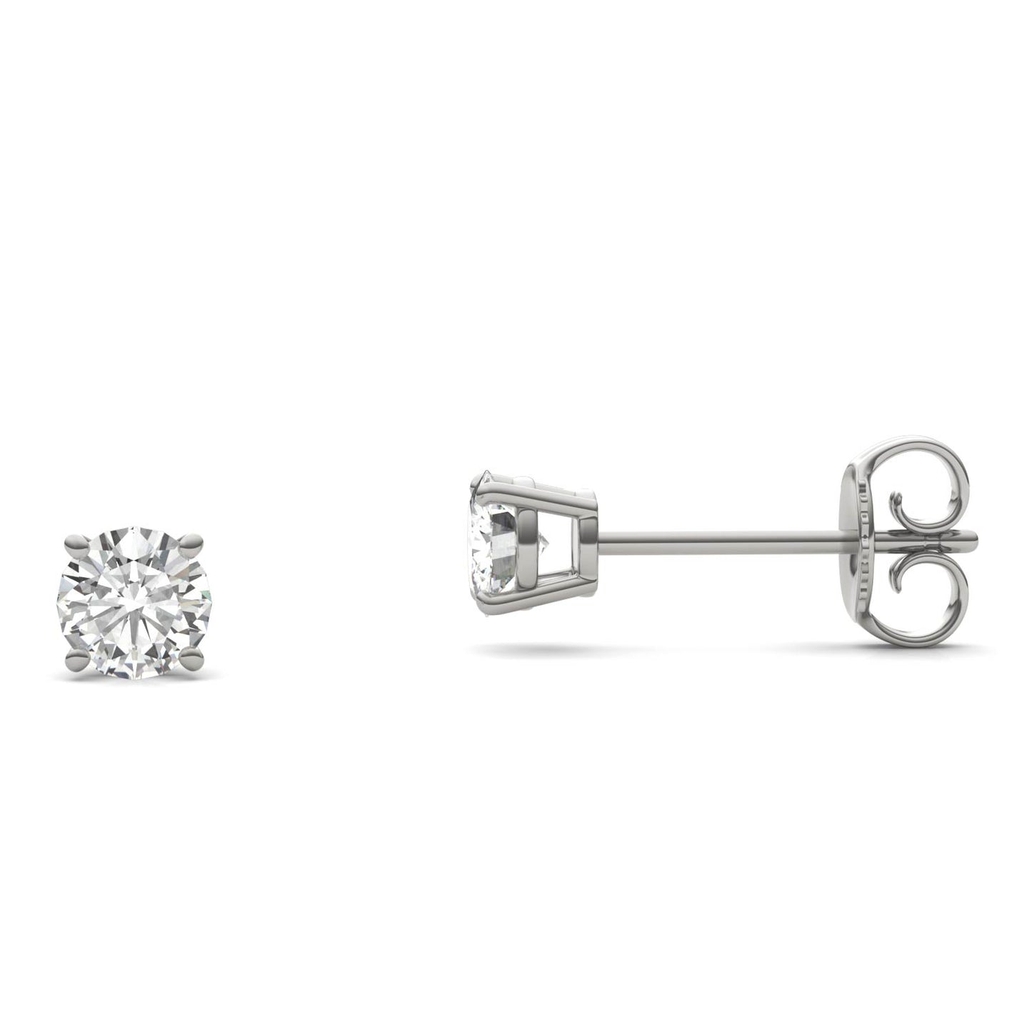0.46 CTW DEW Round Forever One Moissanite Stud Earrings in 14K White Gold