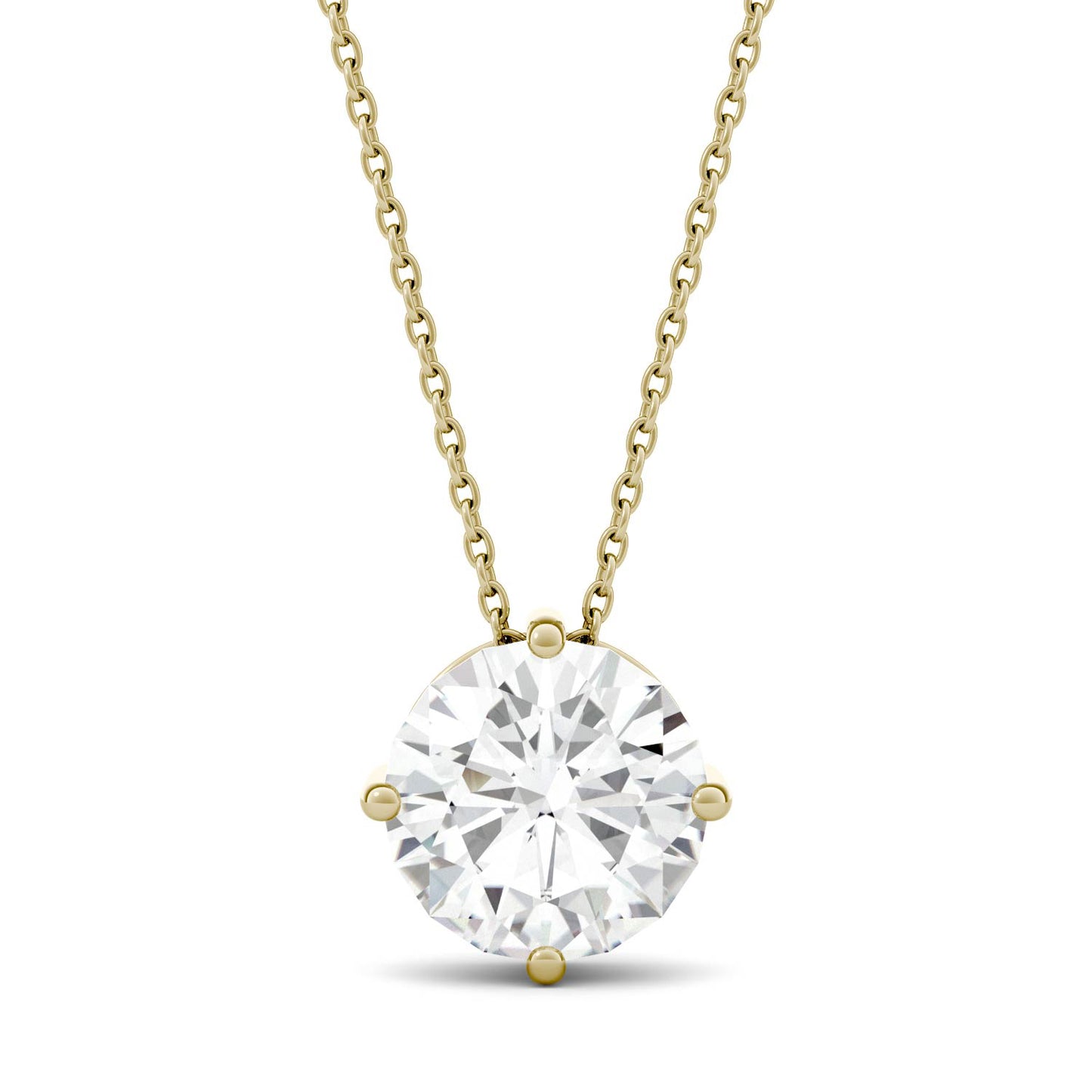 3.27 CTW DEW Round Forever One Moissanite Solitaire Pendant in 14K Yellow Gold
