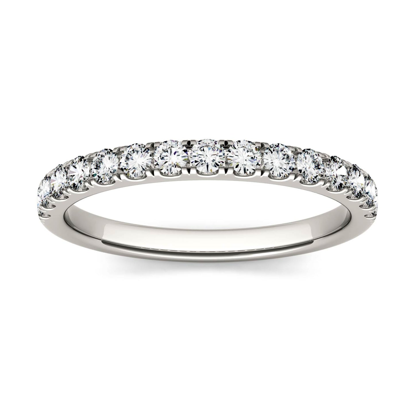 0.38 CTW DEW Round Forever One Moissanite Shared Prong Band in 14K White Gold
