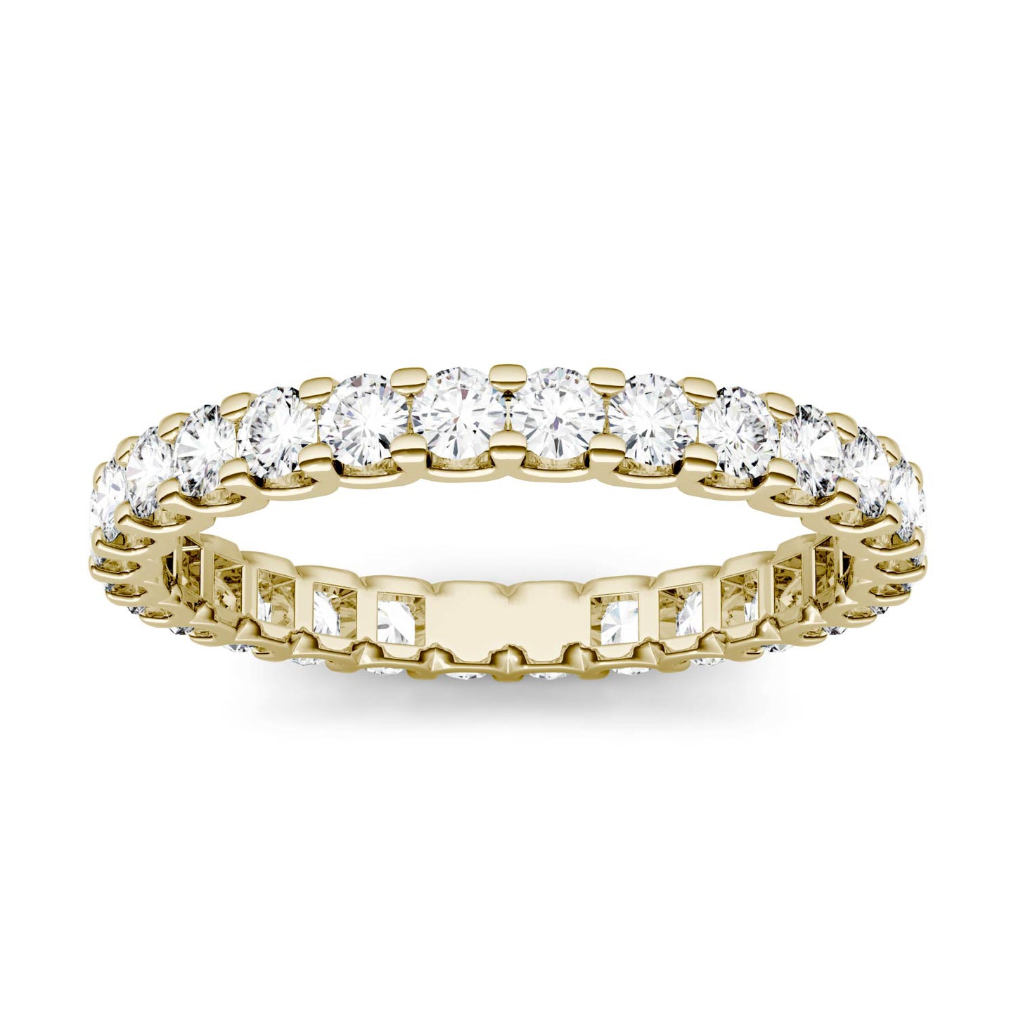 1.00 CTW DEW Round Forever One Moissanite Shared Prong Eternity Band in 14K Yellow Gold