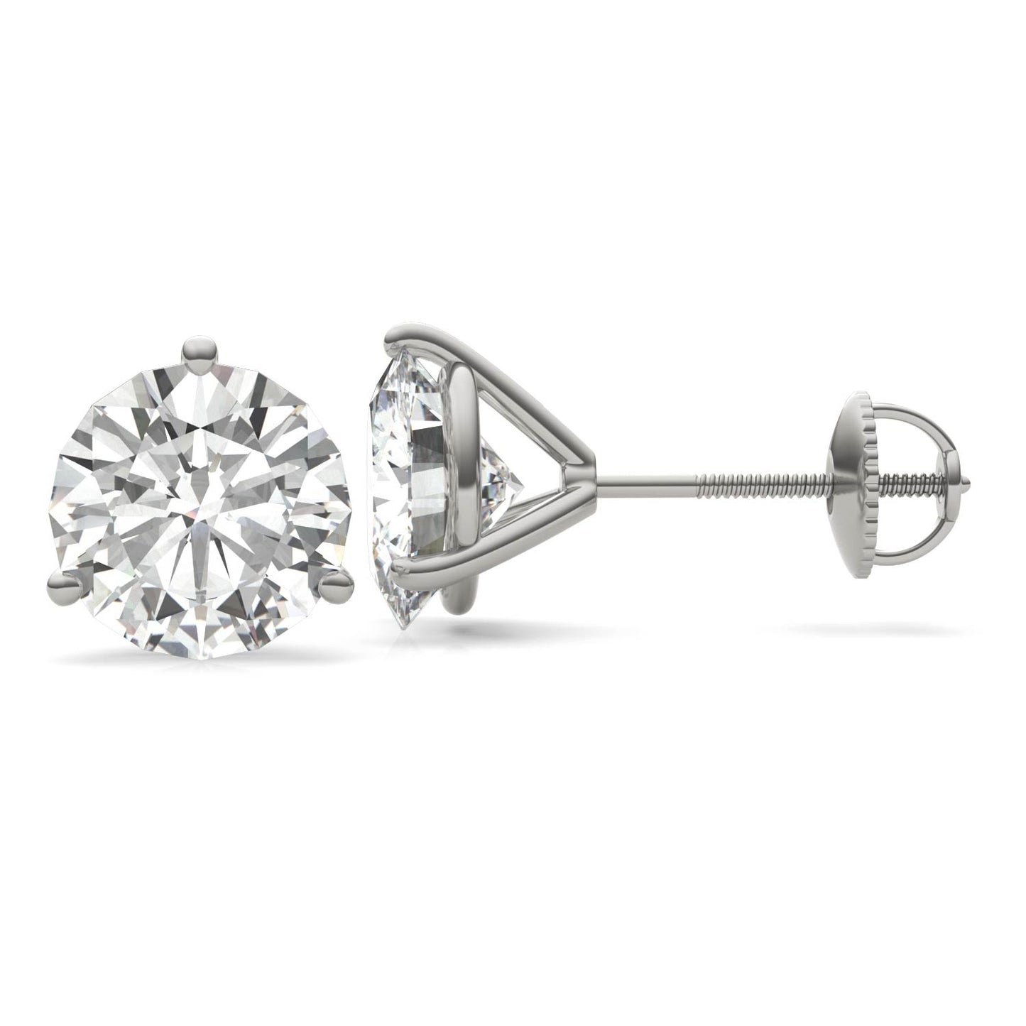 5.40 CTW DEW Round Forever One Moissanite Three Prong Martini Stud Earrings in 14K White Gold