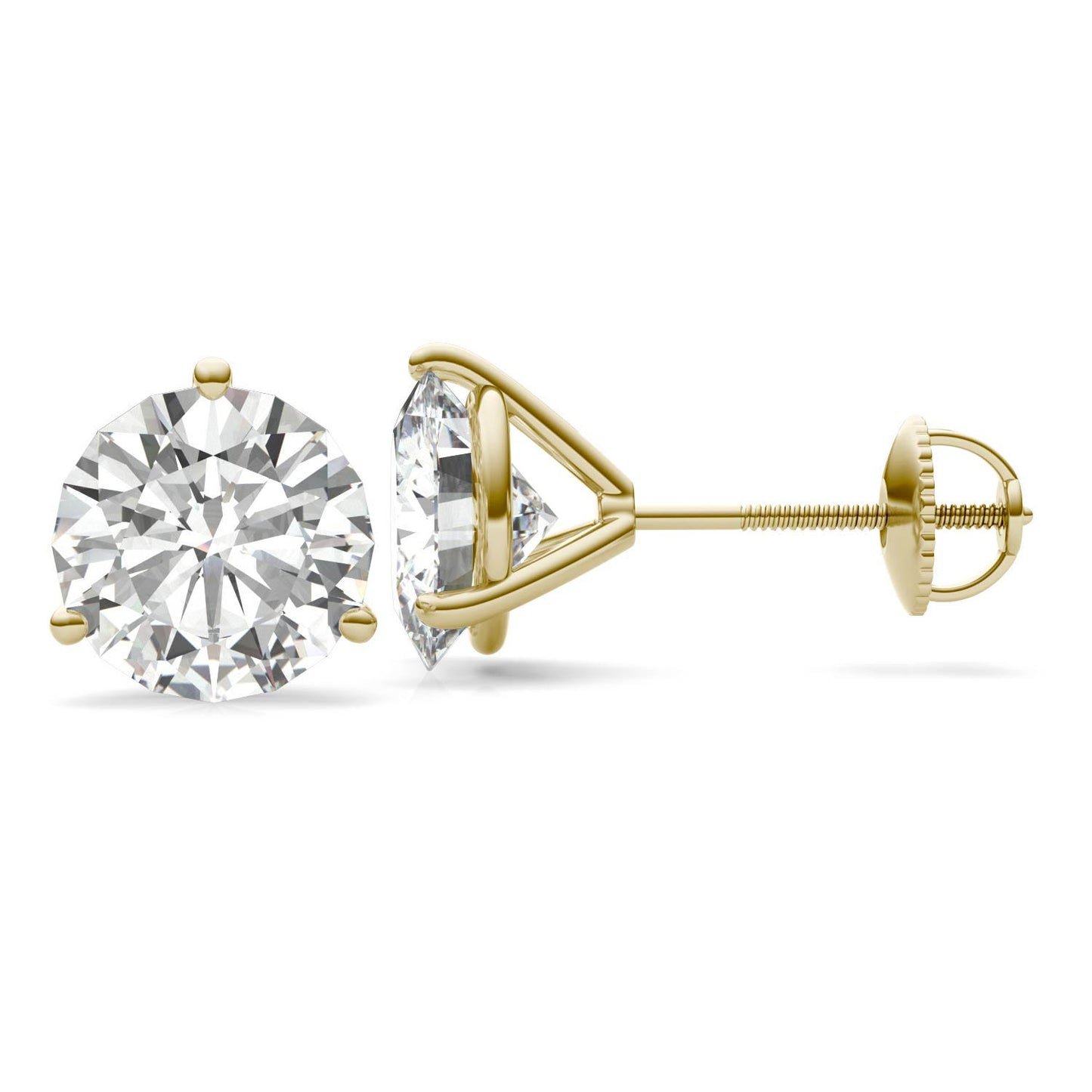 5.40 CTW DEW Round Forever One Moissanite Three Prong Martini Stud Earrings in 14K Yellow Gold