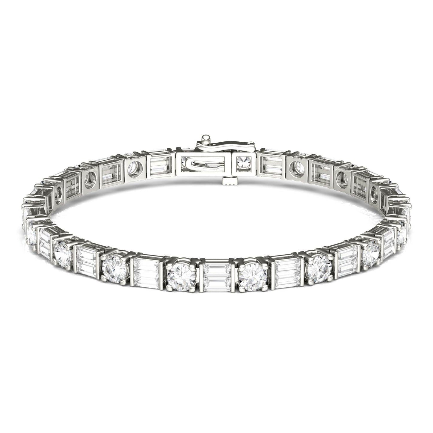 8.32 CTW DEW Straight Baguette Forever One Moissanite Tennis Bracelet in 14K White Gold