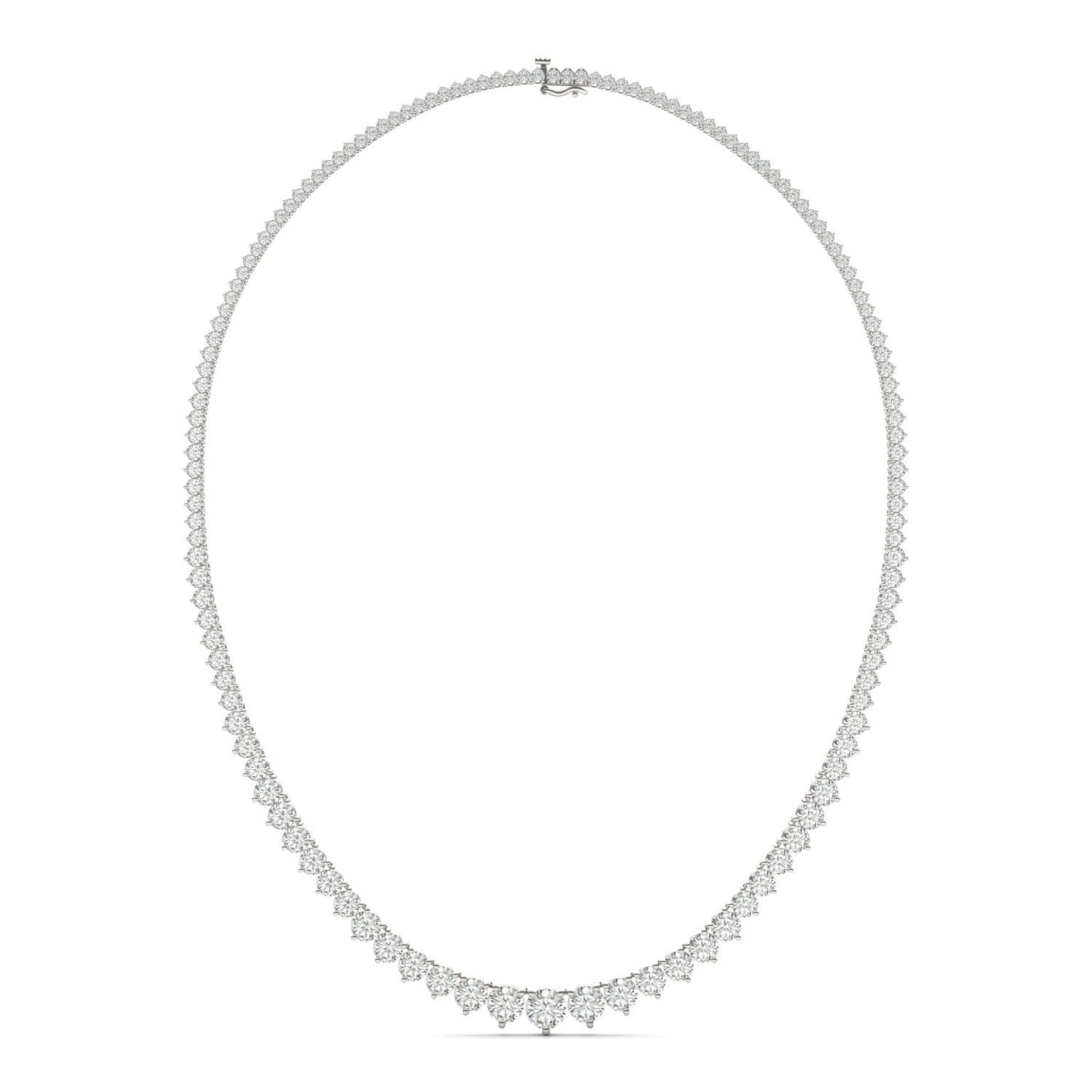 10.65 CTW DEW Round Forever One Moissanite Graduated Riviera Tennis Necklace 14K White Gold