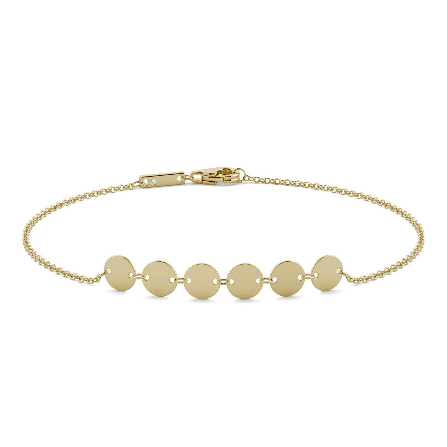 0.005 CTW DEW Round Forever One Moissanite Multi Disc Bracelet 14K Yellow Gold