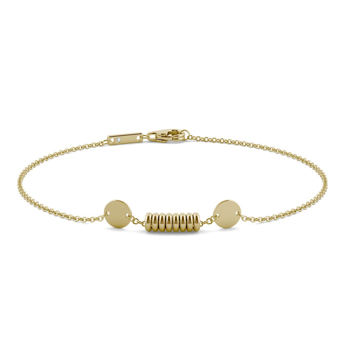 0.005 CTW DEW Round Forever One Moissanite Beaded Chain Bracelet 14K Yellow Gold