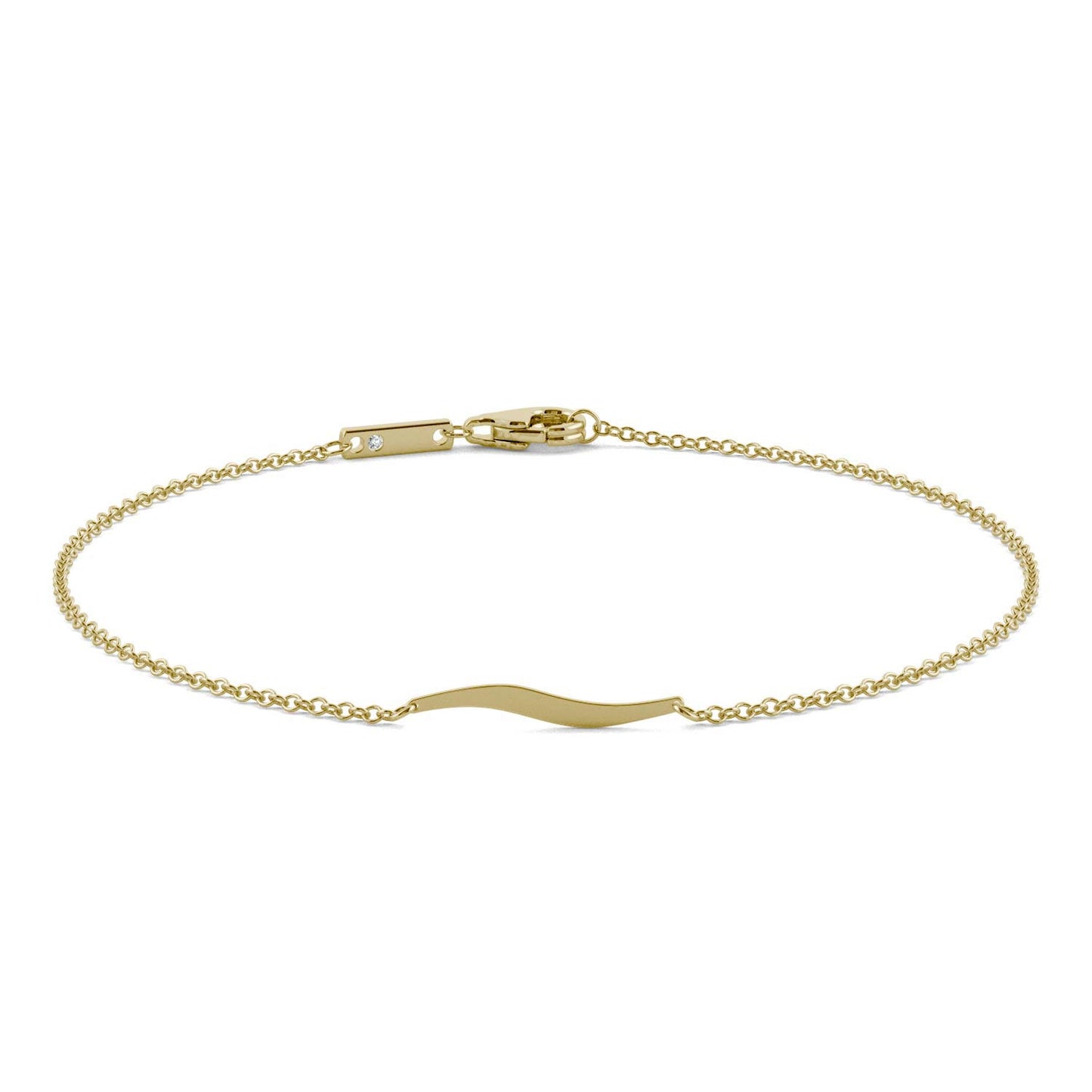 0.005 CTW DEW Round Forever One Moissanite Wavy Bar Bracelet 14K Yellow Gold