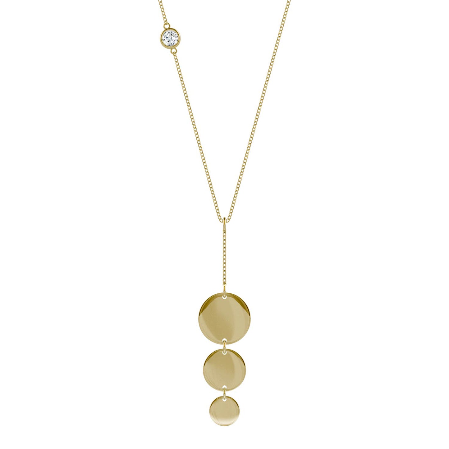 Ouro Edition Triple Disc Drop Necklace in 14K Yellow Gold