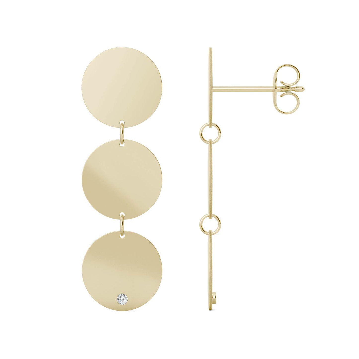 Ouro Edition Drop Disc Trio Earrings in 14K Yellow Gold