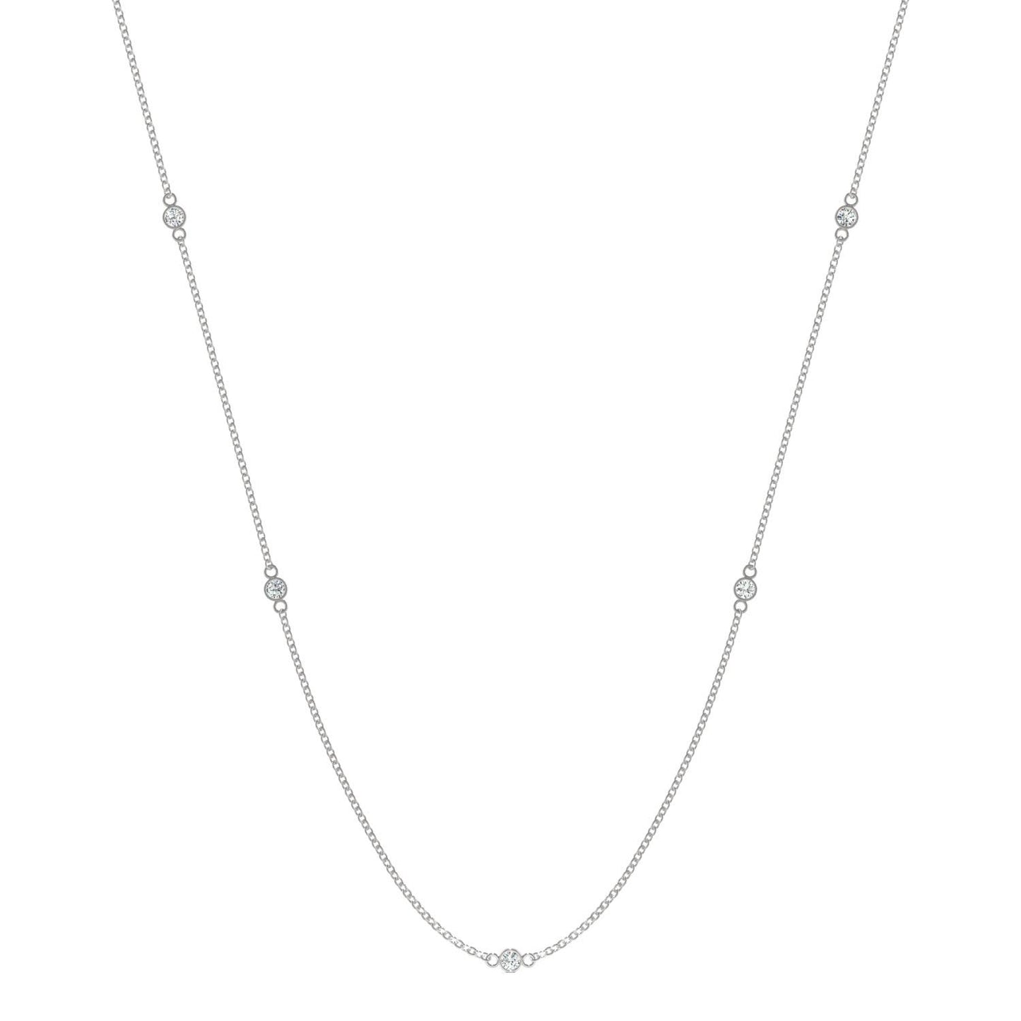 0.17 CTW DEW Round Forever One Moissanite Classic Station Necklace in 14K White Gold