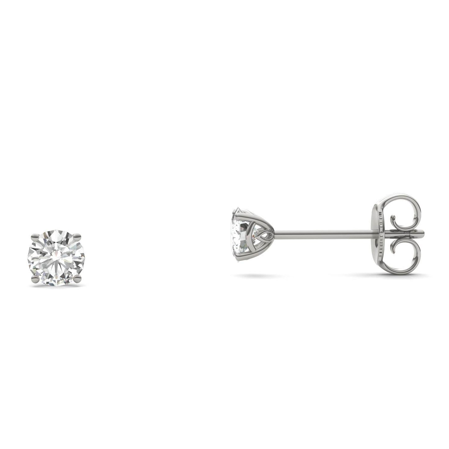 0.51 CTW DEW Round Forever One Moissanite Signature Basket Stud Earrings in 14K White Gold