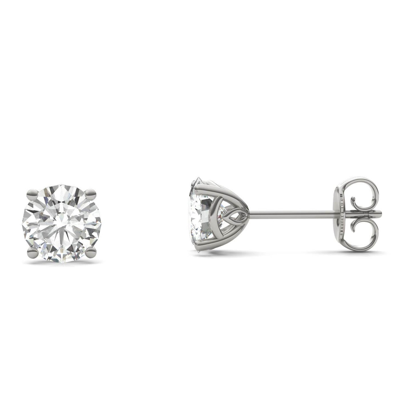 1.61 CTW DEW Round Forever One Moissanite Signature Basket Stud Earrings in 14K White Gold