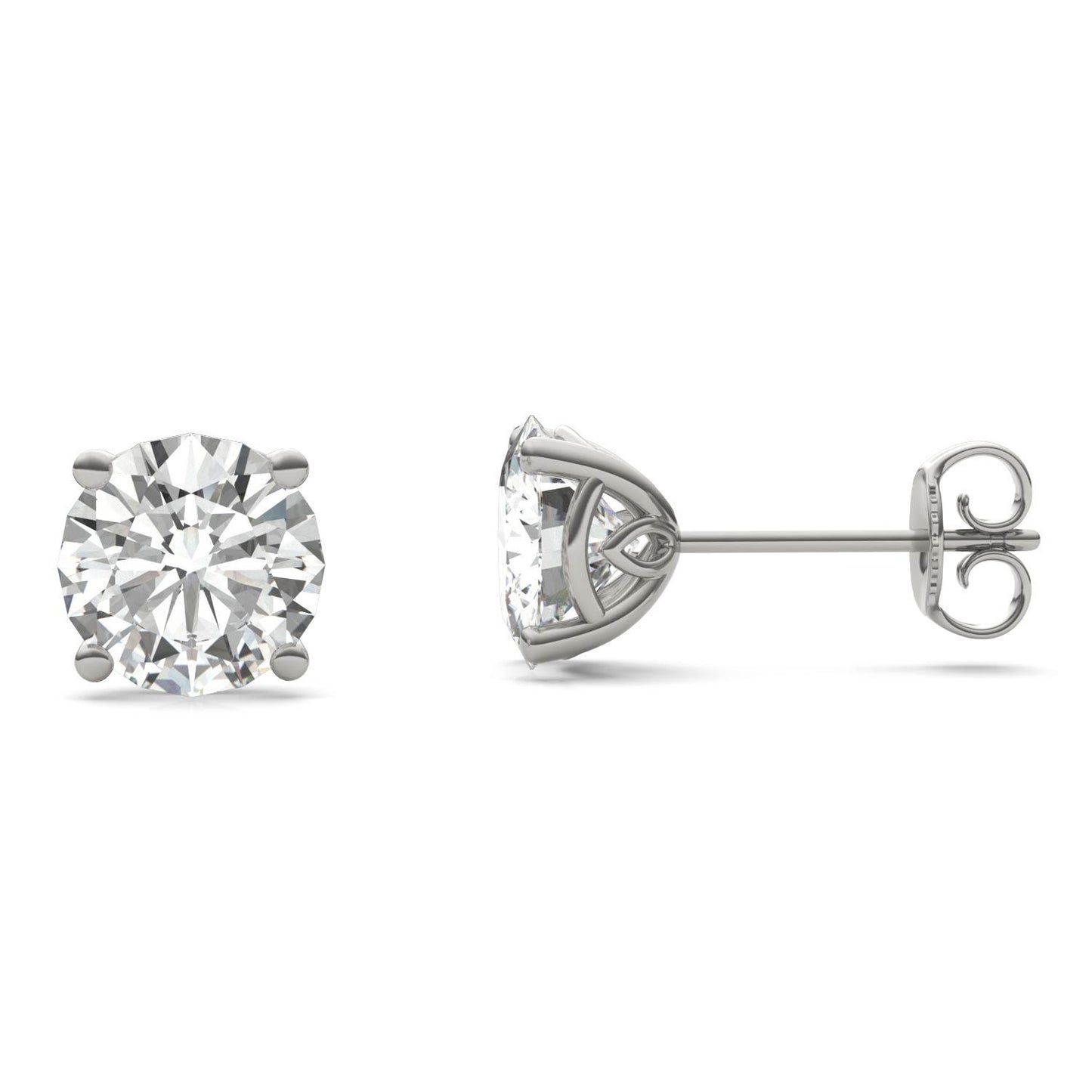 3.20 CTW DEW Round Forever One Moissanite Signature Basket Stud Earrings in 14K White Gold