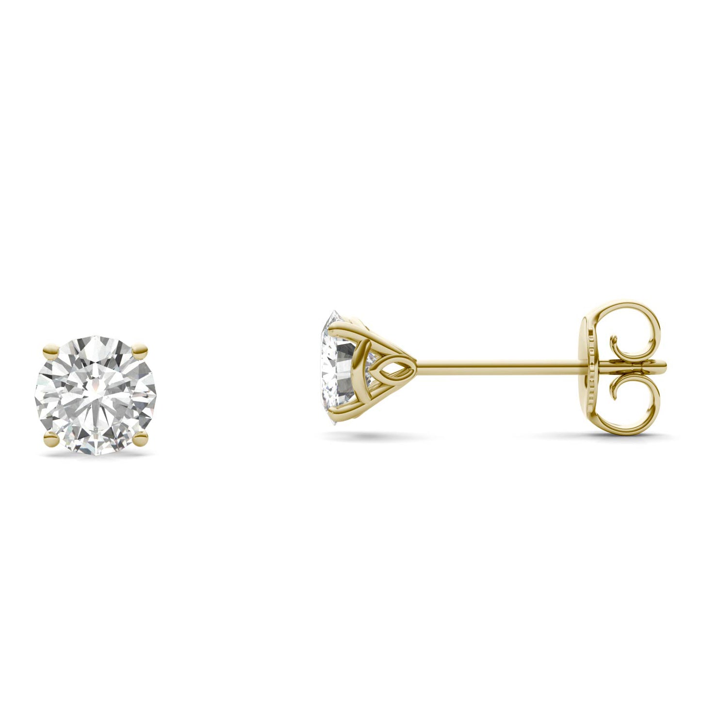 1.02 CTW DEW Round Forever One Moissanite Signature Martini Stud Earrings in 14K Yellow Gold