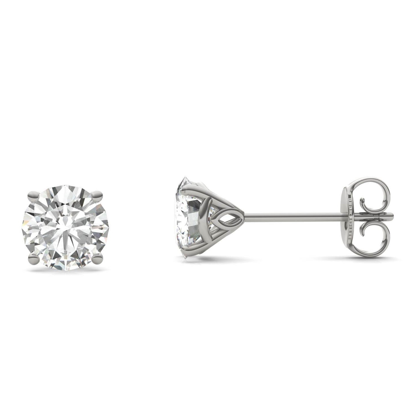 1.61 CTW DEW Round Forever One Moissanite Signature Martini Stud Earrings in 14K White Gold