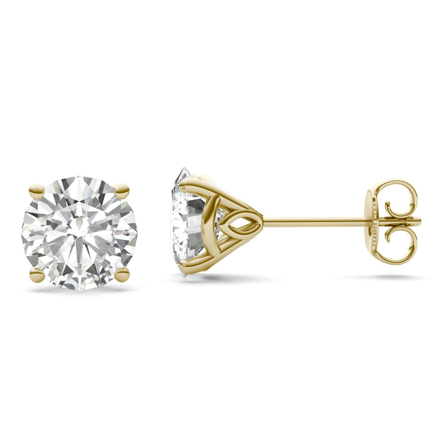 3.20 CTW DEW Round Forever One Moissanite Signature Martini Stud Earrings in 14K Yellow Gold