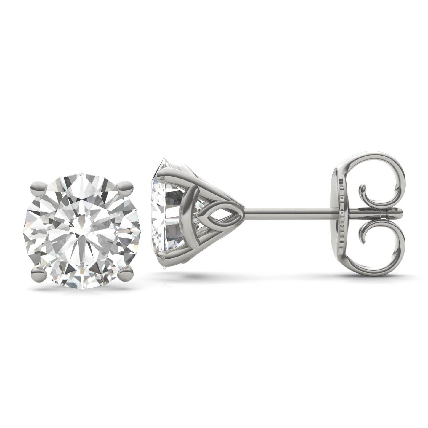 3.84 CTW DEW Round Forever One Moissanite Signature Martini Stud Earrings in 14K White Gold