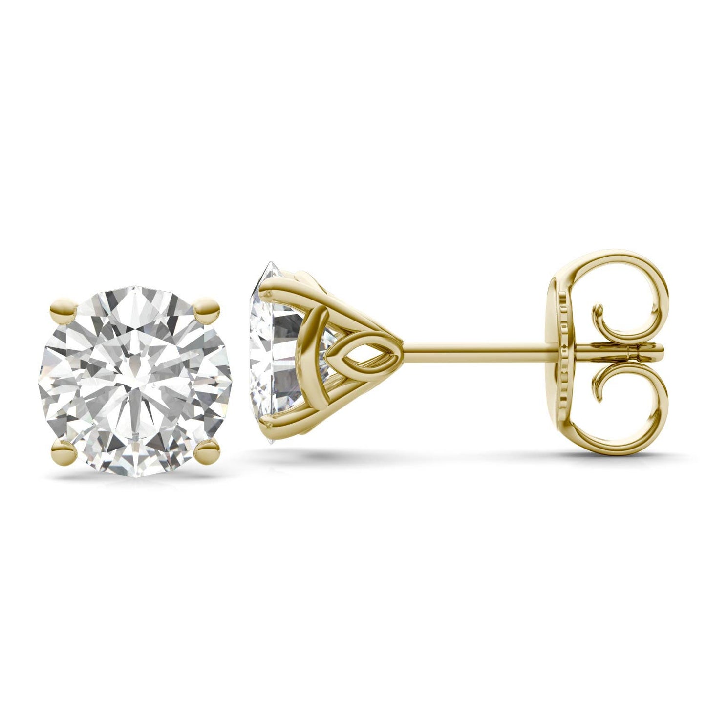 3.84 CTW DEW Round Forever One Moissanite Signature Martini Stud Earrings in 14K Yellow Gold