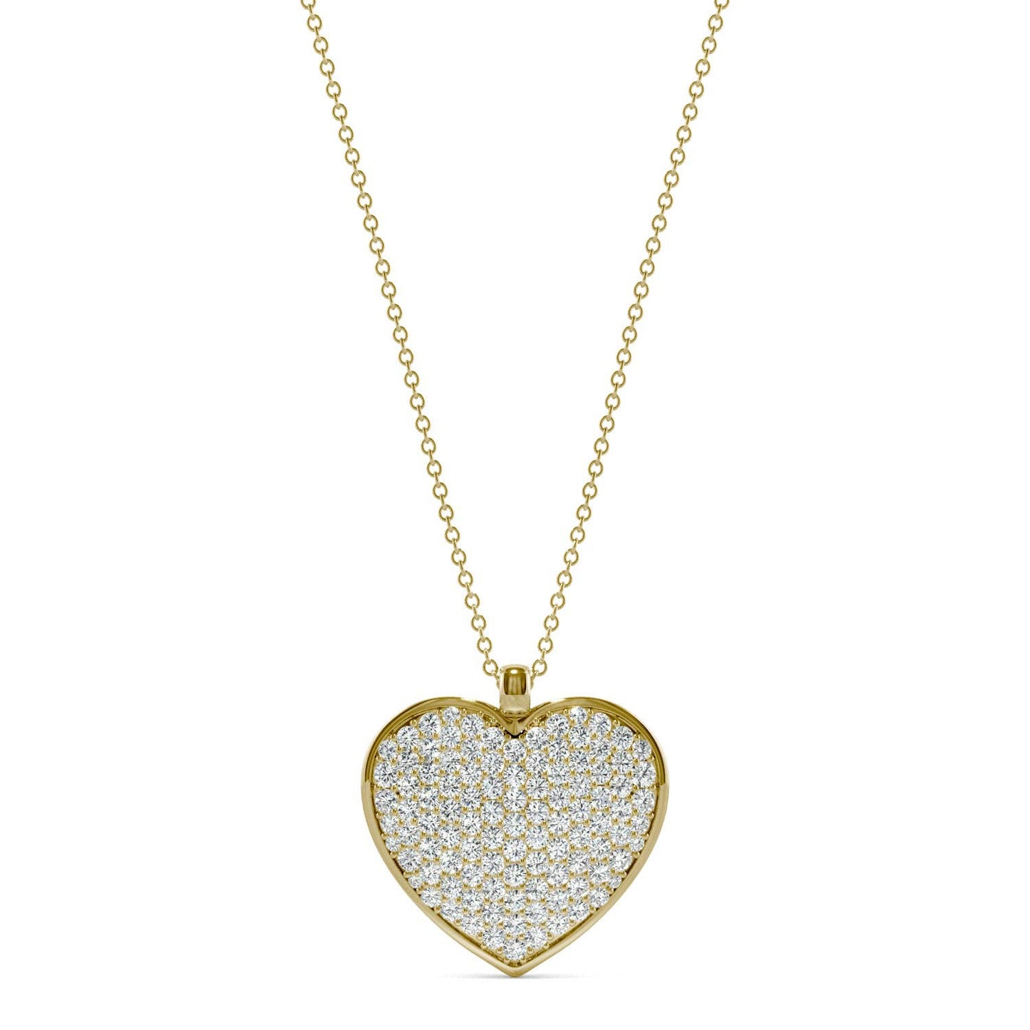 1.38 CTW DEW Round Forever One Moissanite Signature Heart Necklace in 14K Yellow Gold