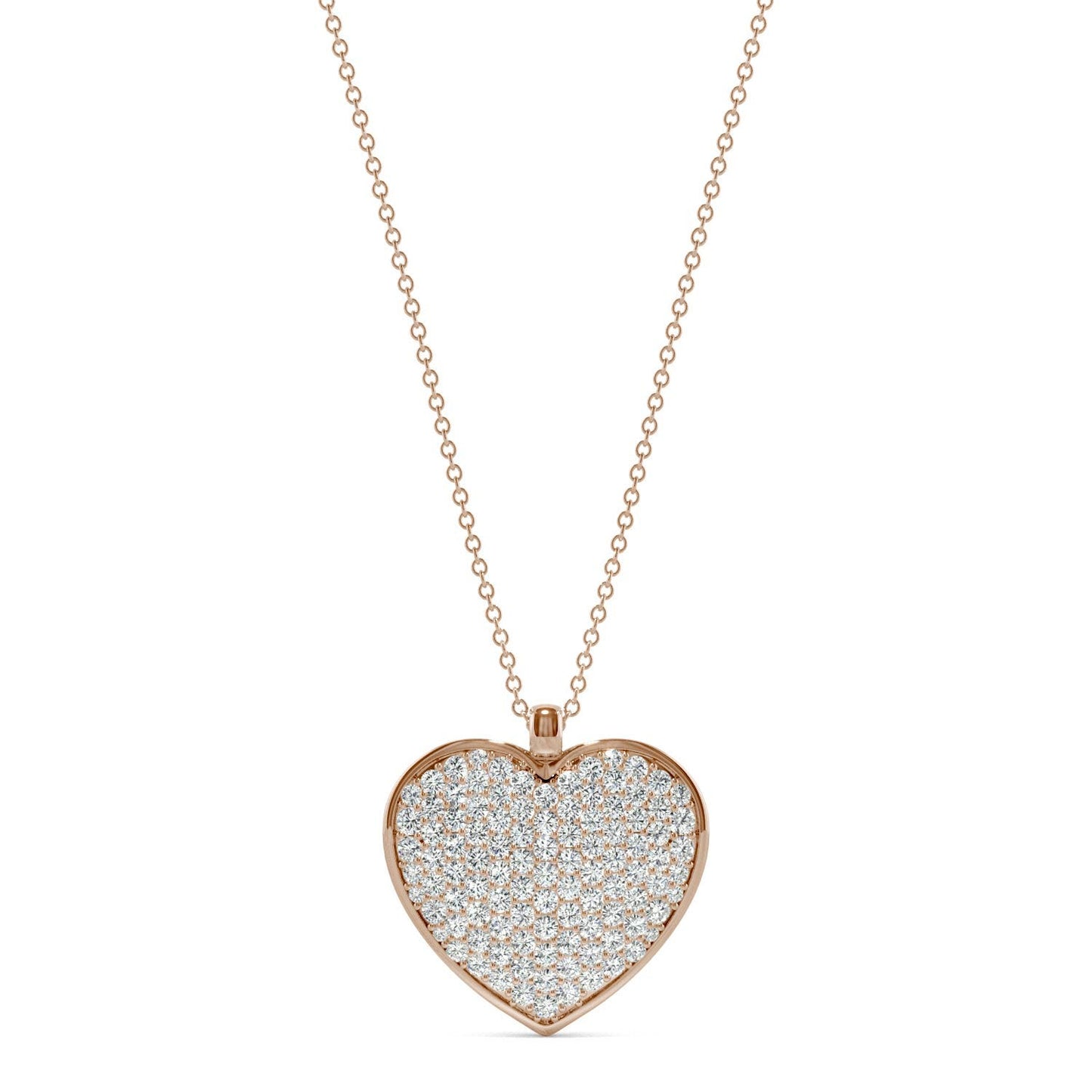 1.38 CTW DEW Round Forever One Moissanite Signature Heart Necklace in 14K Rose Gold