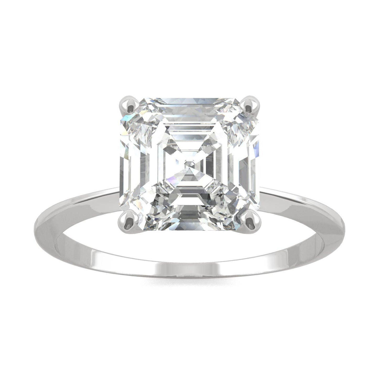 2.21 CTW DEW Asscher Forever One Moissanite Classic Solitaire Ring in Platinum