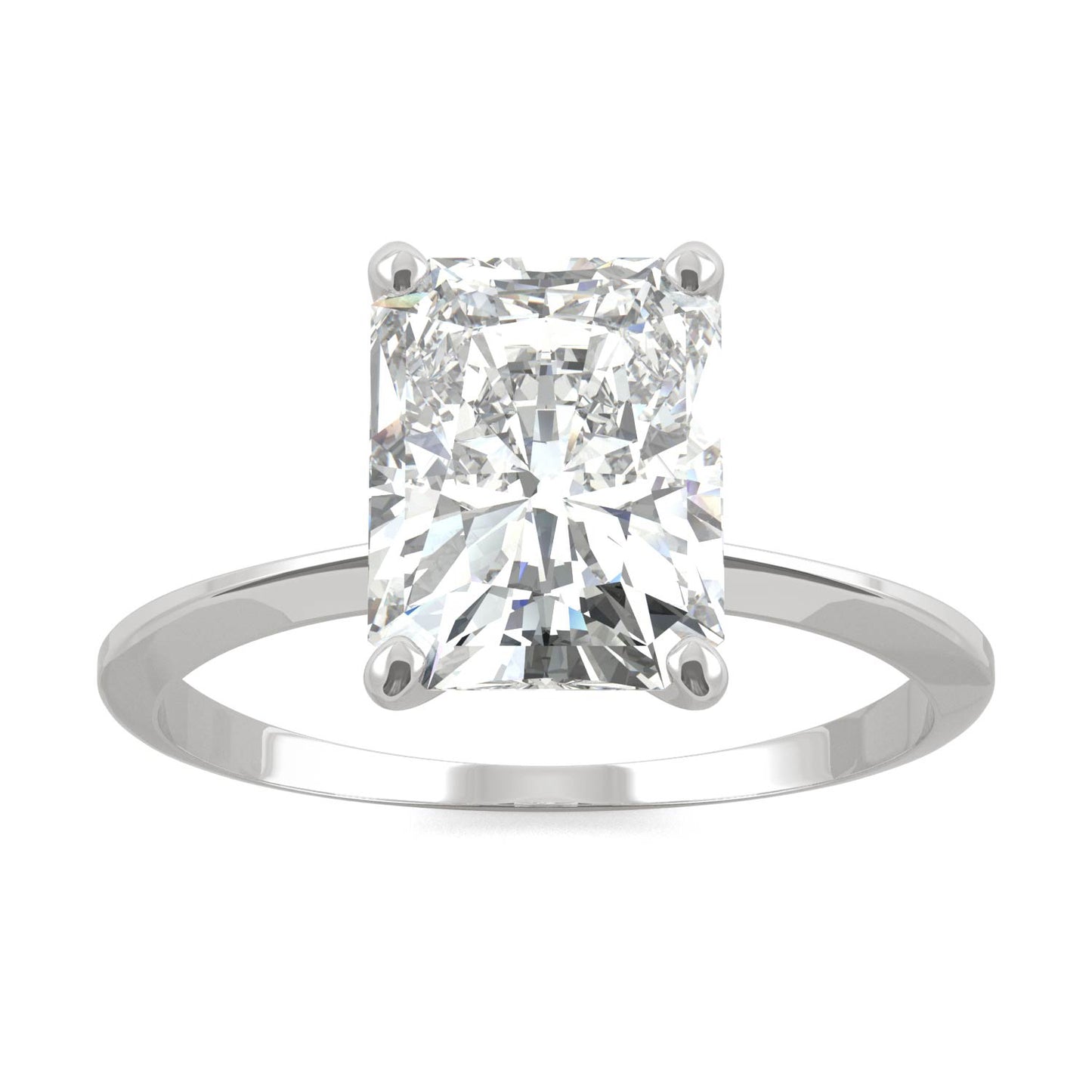 2.70 CTW DEW Radiant Forever One Moissanite Classic Solitaire Ring in 14K White Gold