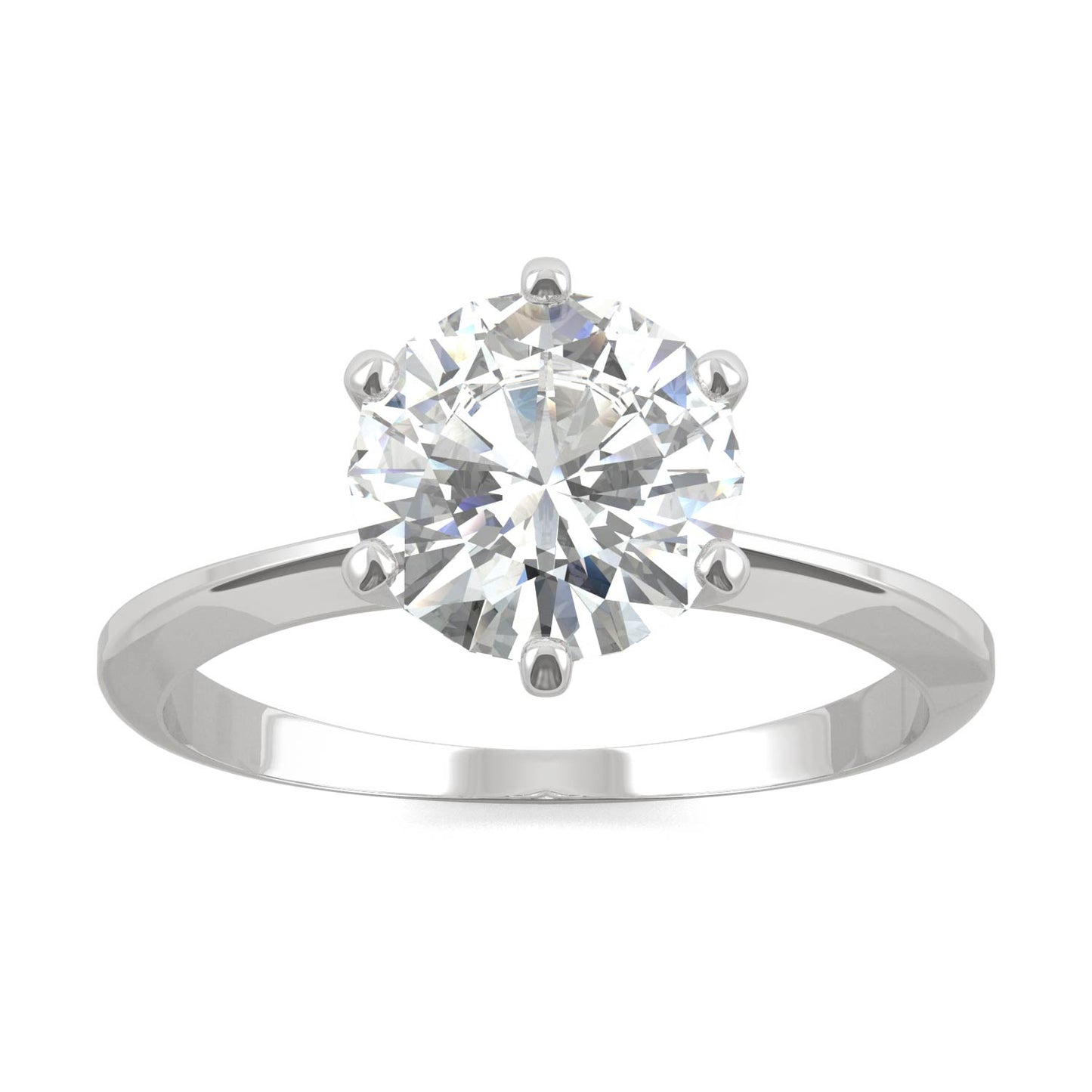 1.92 CTW DEW Round Forever One Moissanite Six Prong Solitaire Ring in 14K White Gold