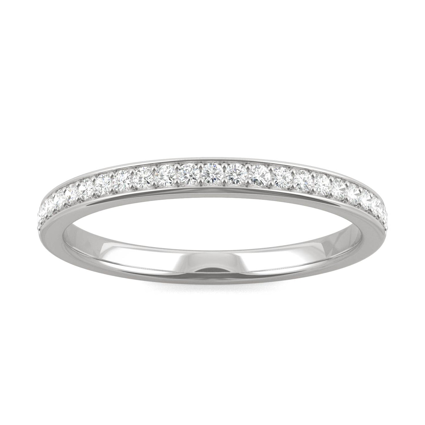0.18 CTW DEW Round Forever One Moissanite Channel Bead Set Wedding Band in 14K White Gold