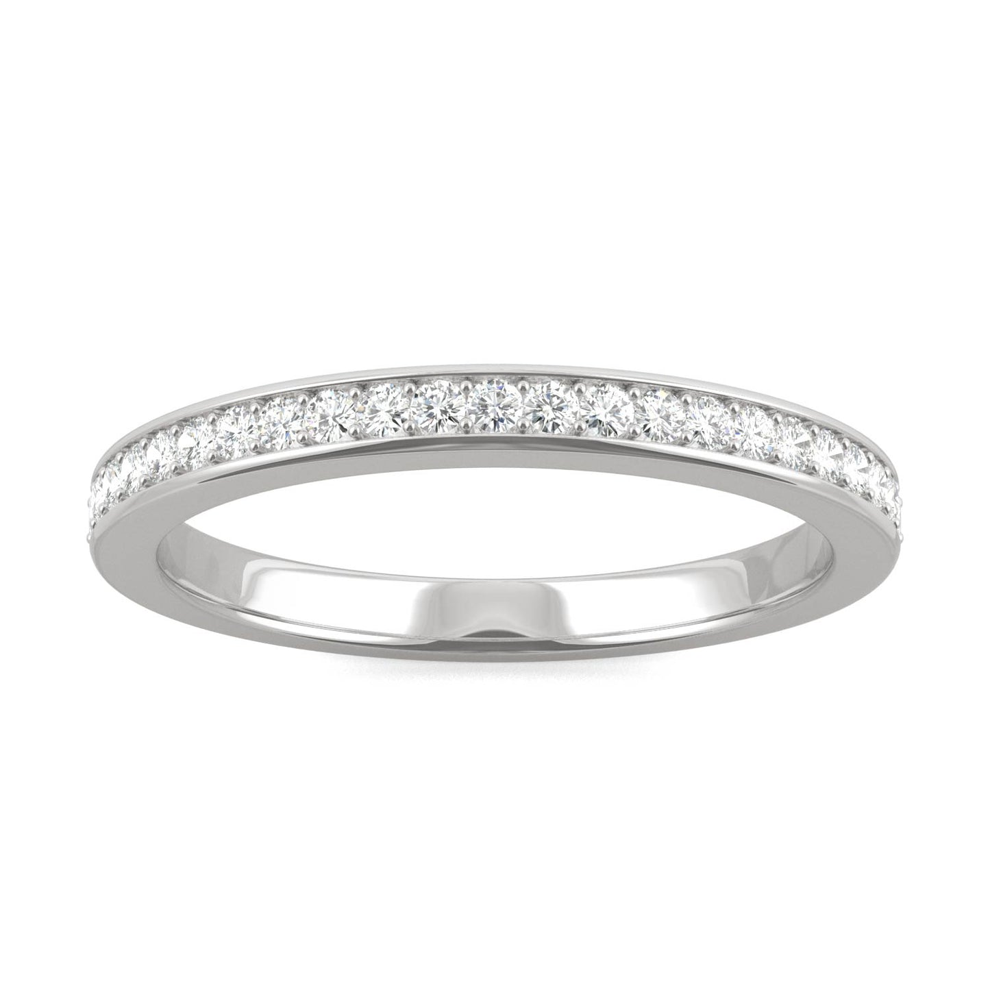 0.22 CTW DEW Round Forever One Moissanite Channel Bead Set Wedding Band in 14K White Gold