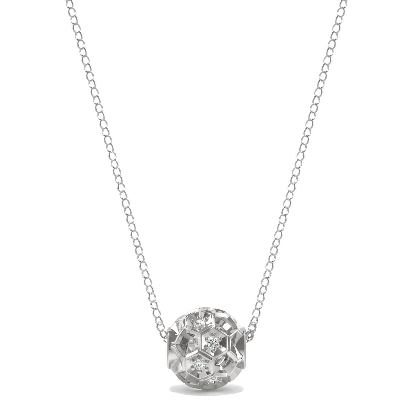 0.10 CTW DEW Round Forever One Moissanite Brilliant Player Large Soccer Necklace 925 White Silver