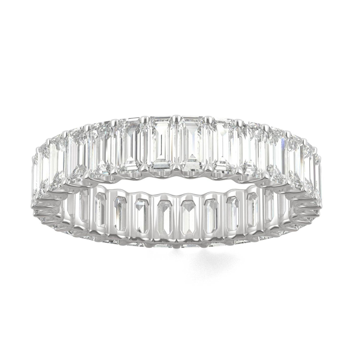 2.90 CTW DEW Emerald Forever One Moissanite Eternity Band in 14K White Gold