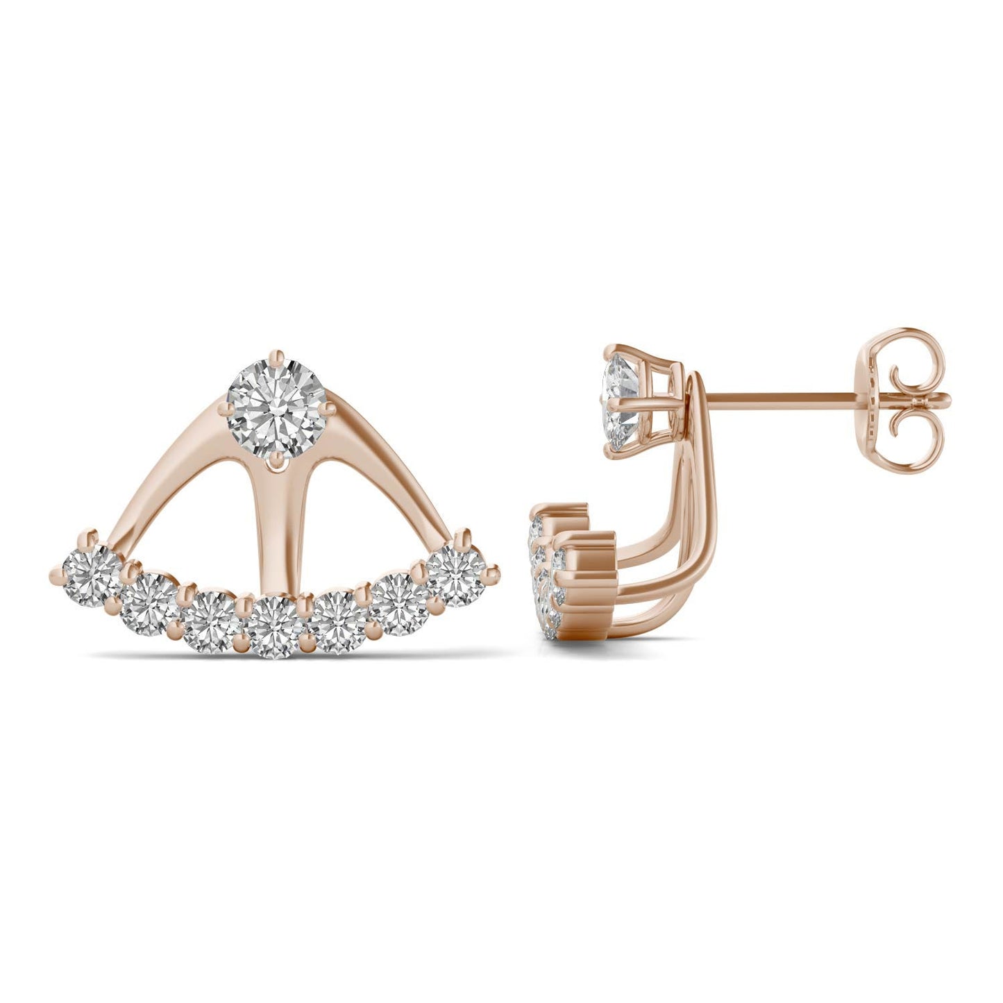 1.16 CTW DEW Round Forever One Moissanite Earrings in 14K Rose Gold