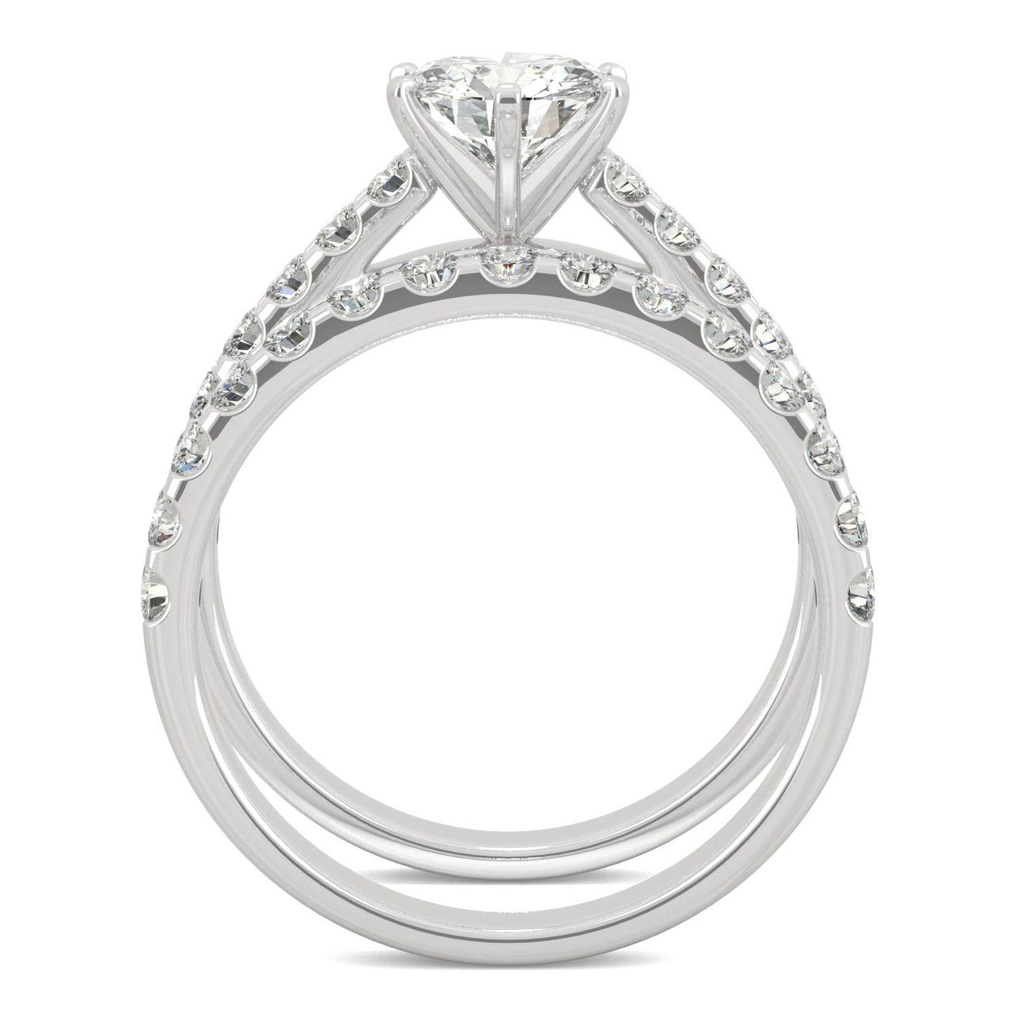 1.87 CTW DEW Round Forever One Moissanite Six Prong Wedding Set Ring in 14K White Gold