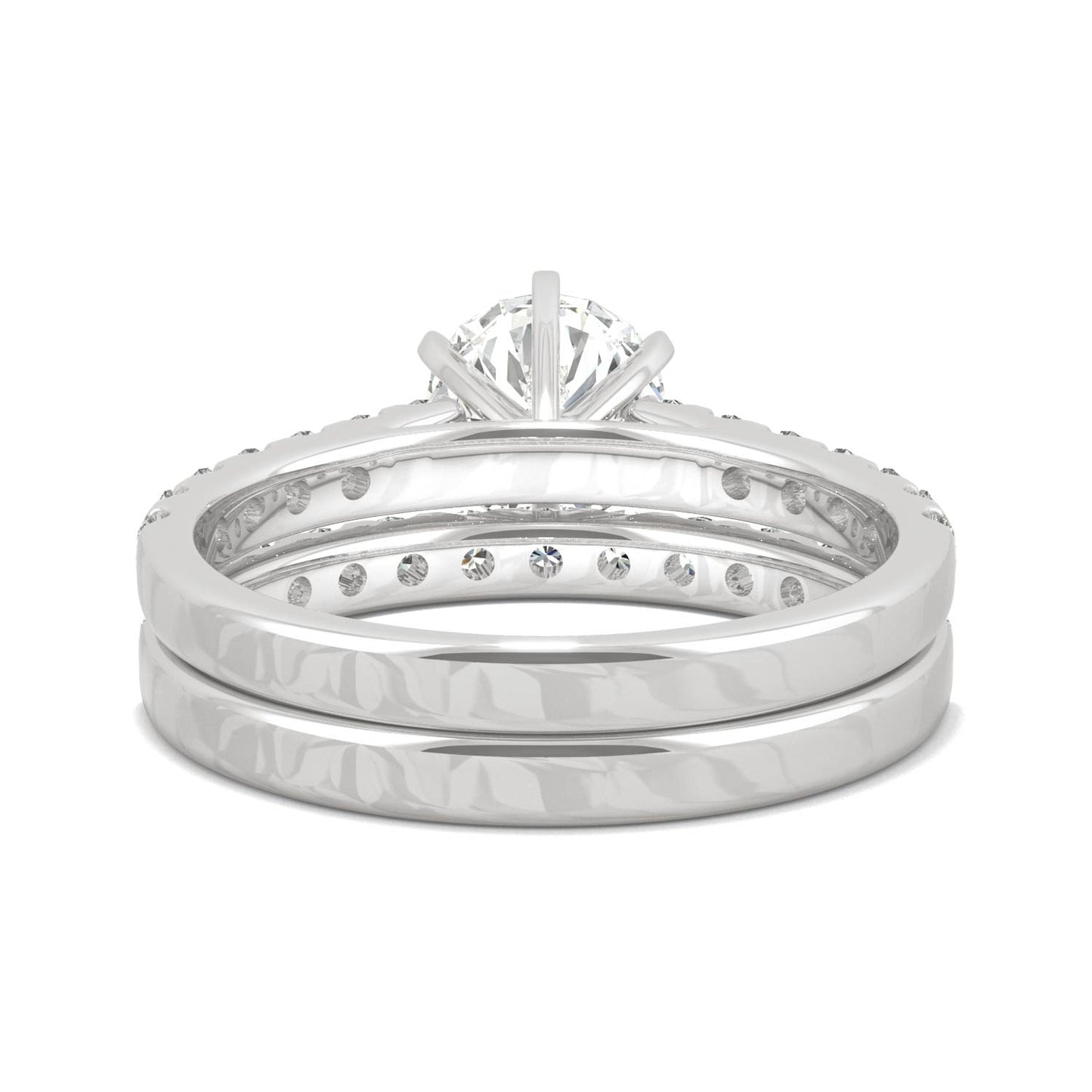 1.87 CTW DEW Round Forever One Moissanite Six Prong Wedding Set Ring in 14K White Gold