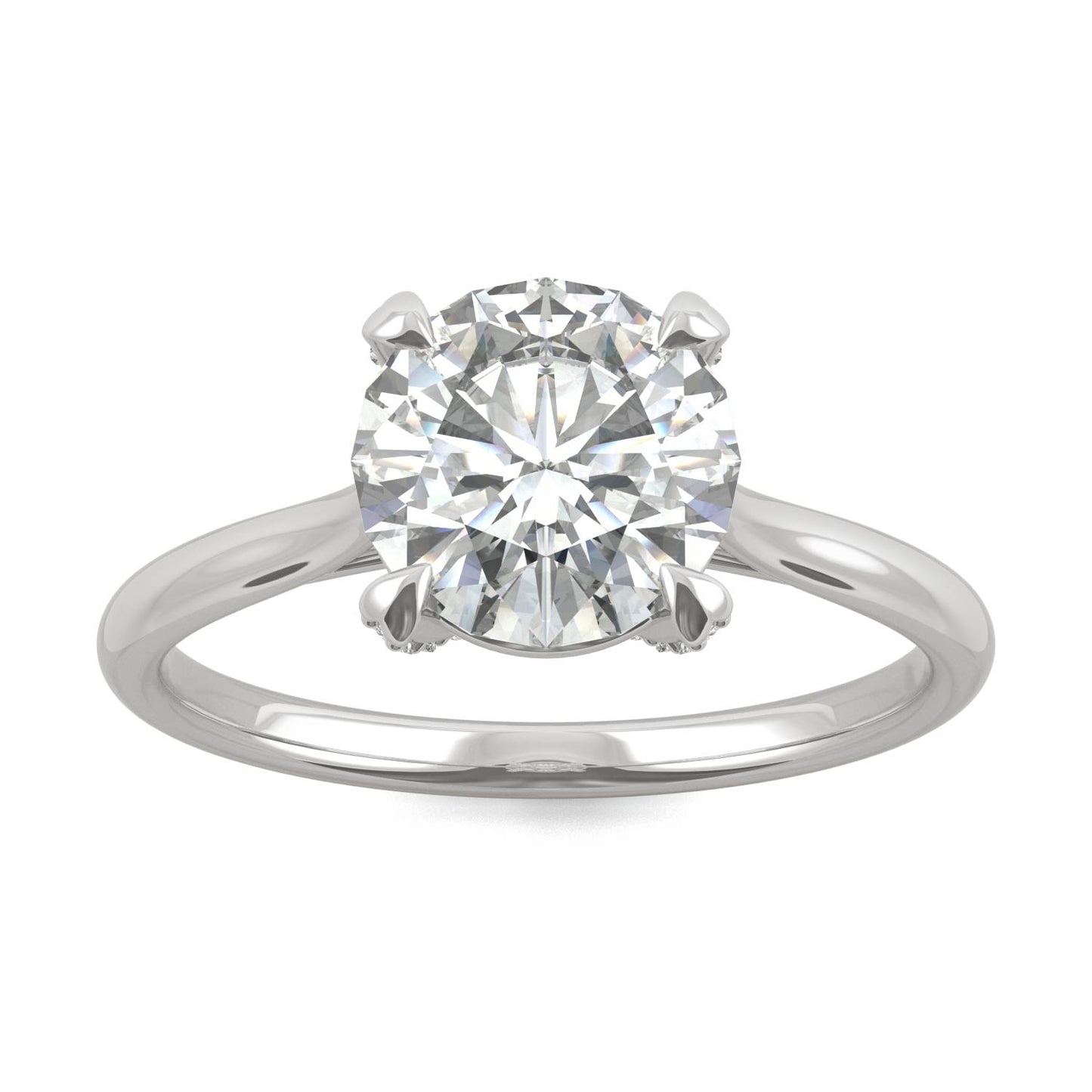 2.06 CTW DEW Round Forever One Moissanite Solitaire with Gallery Accents Engagement Ring in Platinum