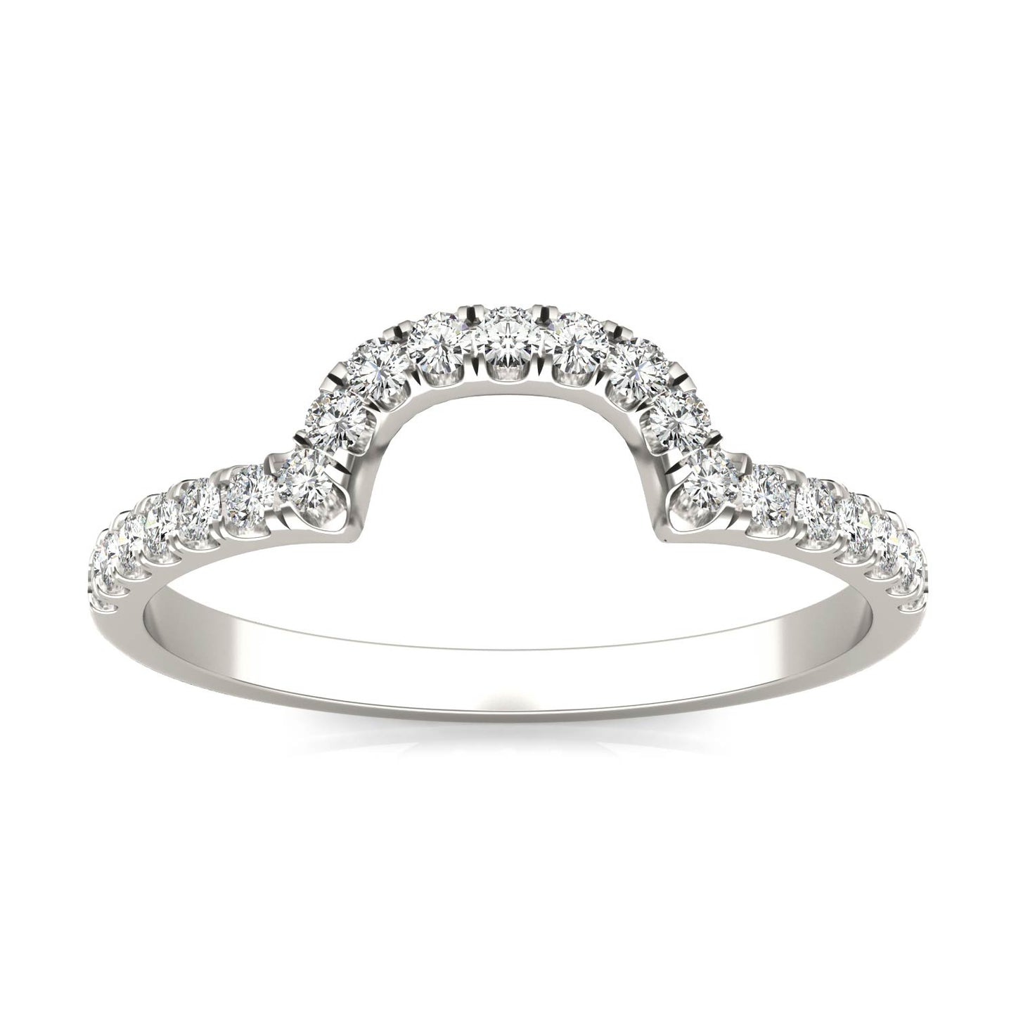 0.21 CTW DEW Round Forever One Moissanite Contoured Band Ring in 14K White Gold