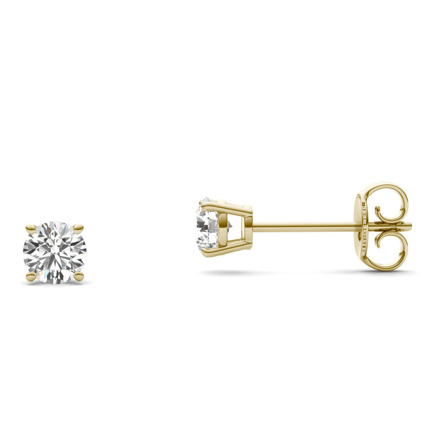 1/2 CTW Round Caydia Lab Grown Diamond Four Prong Stud Earrings 14K Yellow Gold