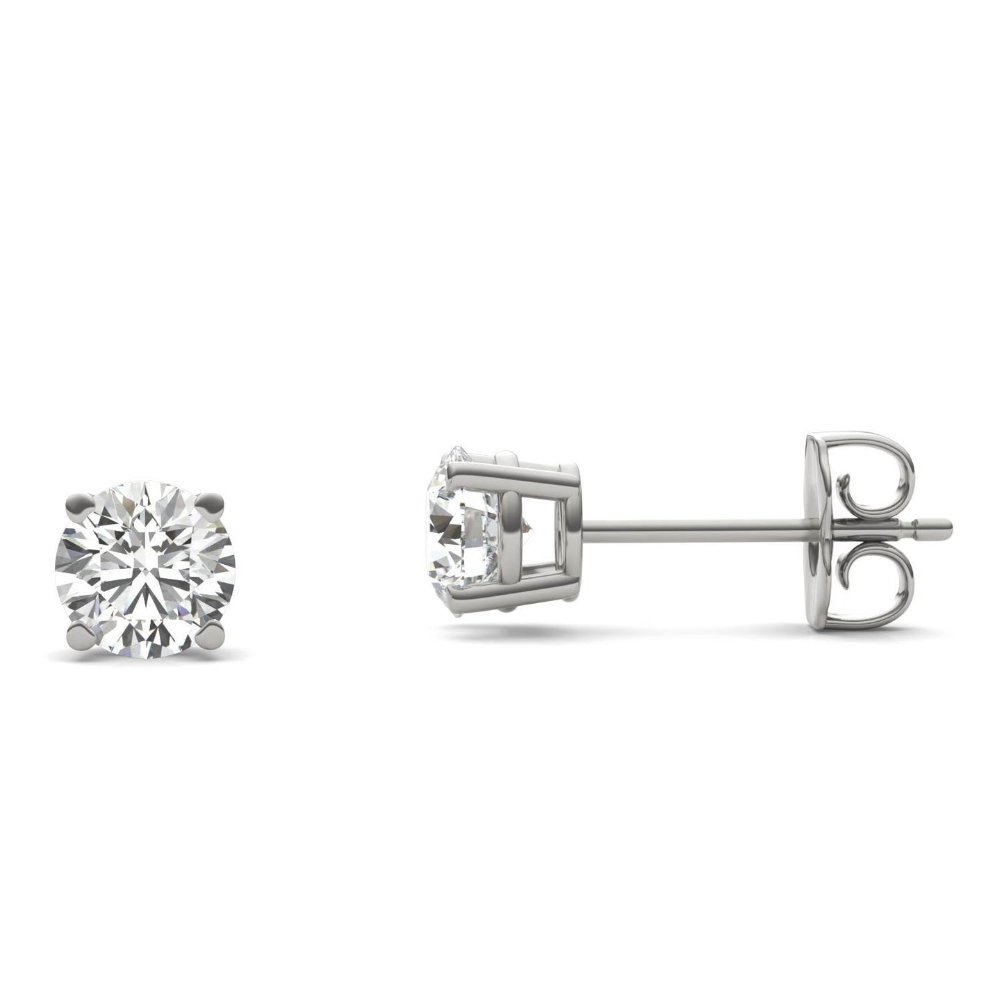 1 CTW Round Caydia Lab Grown Diamond Four Prong Stud Earrings 14K White Gold