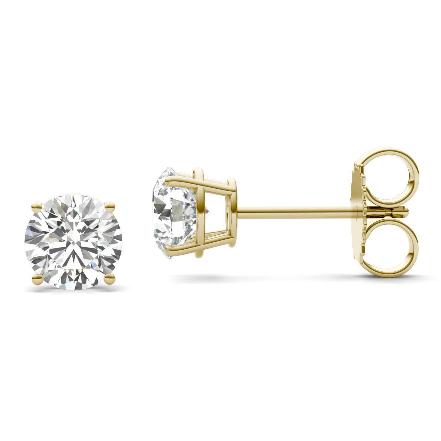 1 1/2 CTW Round Caydia Lab Grown Diamond Four Prong Stud Earrings 18K Yellow Gold