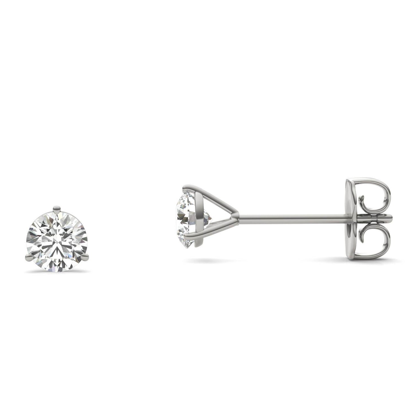 1/2 CTW Round Caydia Lab Grown Diamond Three Prong Martini Stud Earrings 14K White Gold